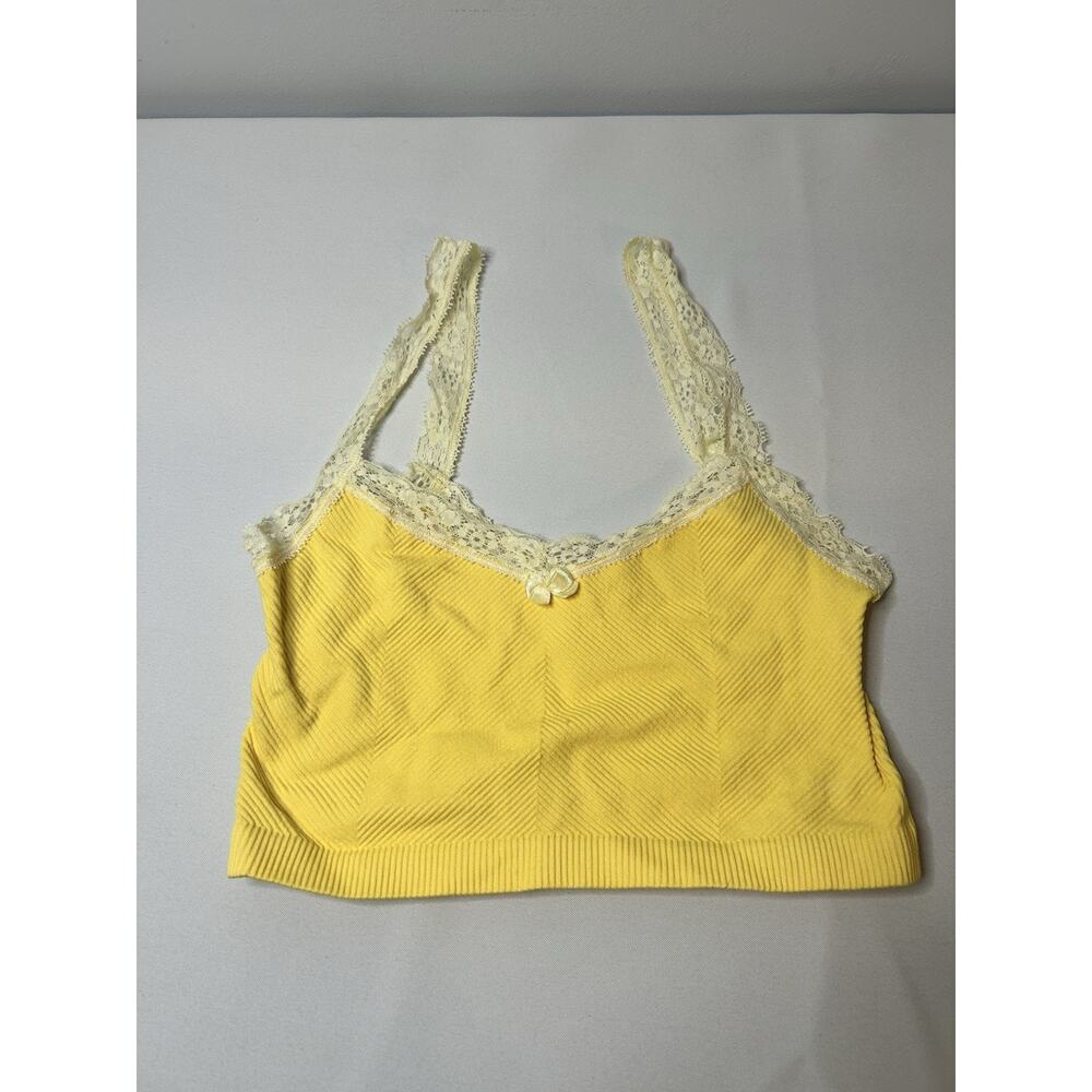 Ribbed Lace Bralette Crop Top Yellow M/L Adult Fit Urban Outfitters
